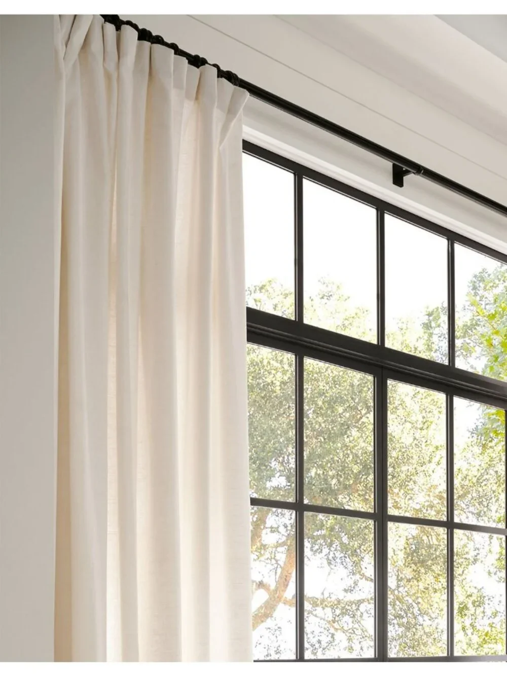 POTTERY BARN 3-in-1 Pole Top Emery Pinstripe SHEER CURTAIN Ivory 50